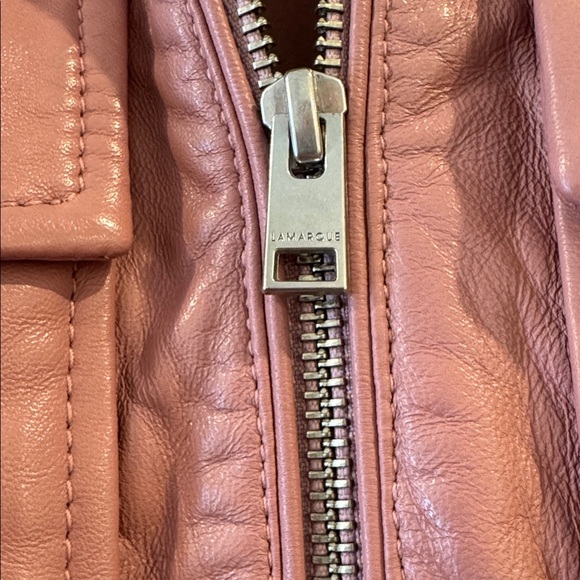 Lamarque Klemence Bomber Leather Jacket, 100% Lamb Leather, Mauve Pink, Size XS - Picture 11 of 14